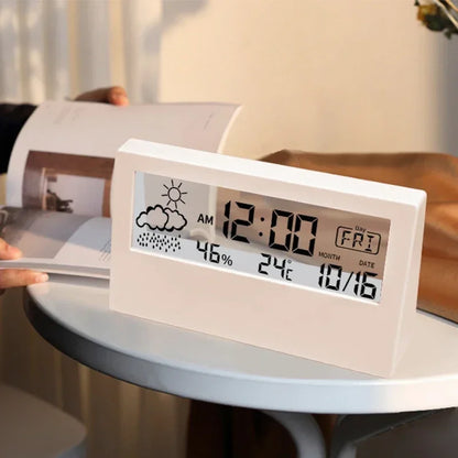 Electronic Clock Temperature Humidity Meter Weather Station for Home With Alarm LED Thermometer Thermo-Hygrometer Multifunction