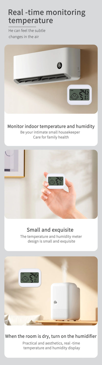 Electronic Clock Temperature Humidity Meter Weather Station for Home With Alarm LED Thermometer Thermo-Hygrometer Multifunction