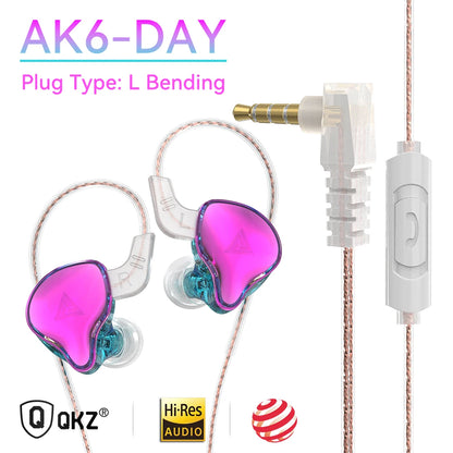 Original QKZ AK6 In Ear Earphone 6 Dynamic Driver Unit Headphone With Mic Stereo Sports HIFI Subwoofer Headset Monitor Earbuds