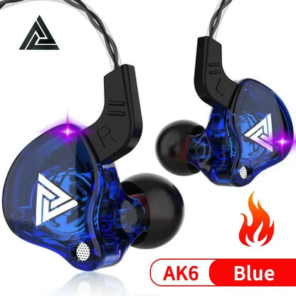 Original QKZ AK6 In Ear Earphone 6 Dynamic Driver Unit Headphone With Mic Stereo Sports HIFI Subwoofer Headset Monitor Earbuds