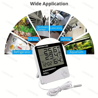 Electronic Clock Temperature Humidity Meter Weather Station for Home With Alarm LED Thermometer Thermo-Hygrometer Multifunction