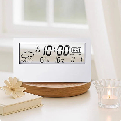 Electronic Clock Temperature Humidity Meter Weather Station for Home With Alarm LED Thermometer Thermo-Hygrometer Multifunction