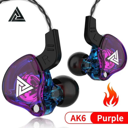 Original QKZ AK6 In Ear Earphone 6 Dynamic Driver Unit Headphone With Mic Stereo Sports HIFI Subwoofer Headset Monitor Earbuds