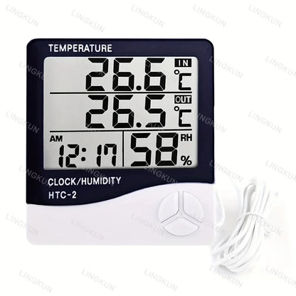 Electronic Clock Temperature Humidity Meter Weather Station for Home With Alarm LED Thermometer Thermo-Hygrometer Multifunction