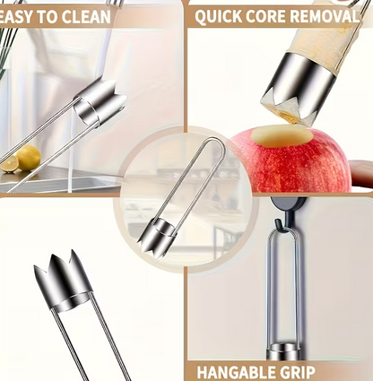 Stainless Steel Fruit and Vegetable Core Remover, Red Bell Pepper Seed Remover, Universal Kitchen Gadget for Apples, Pears, Tomatoes, Peppers, etc. - Durable and Easy to Use, Suitable for 11 Festivals