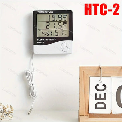 Electronic Clock Temperature Humidity Meter Weather Station for Home With Alarm LED Thermometer Thermo-Hygrometer Multifunction