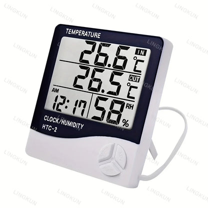 Electronic Clock Temperature Humidity Meter Weather Station for Home With Alarm LED Thermometer Thermo-Hygrometer Multifunction
