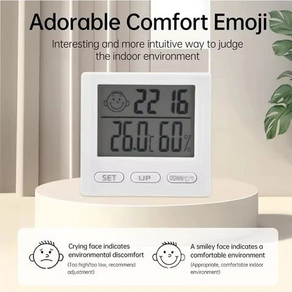 Electronic Clock Temperature Humidity Meter Weather Station for Home With Alarm LED Thermometer Thermo-Hygrometer Multifunction